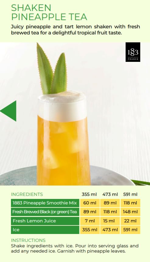 Image of 1883 Pineapple Syrup for Drinks, Made in France, 1 Liter Glass Bottle