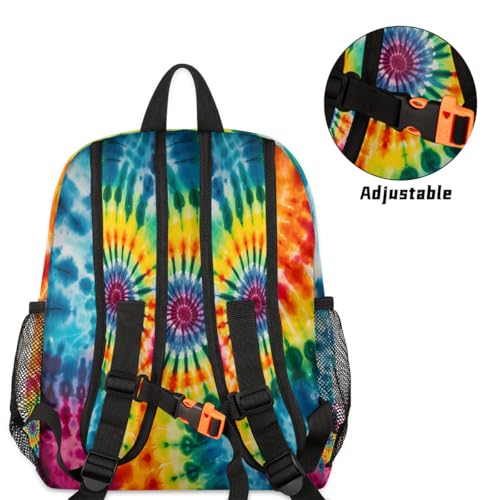 Toddler Backpack for Boys Girls, Colorful Tie Dye Mini Kids Backpacks with Chest Strap Whistle, Preschool Kindergarten Daypack, Travel Bookbag for Children4