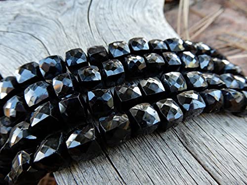 Cubes facettés en spinelle noire 7mm LKBEADS éclat minéral premium pour joaillerie artisanale