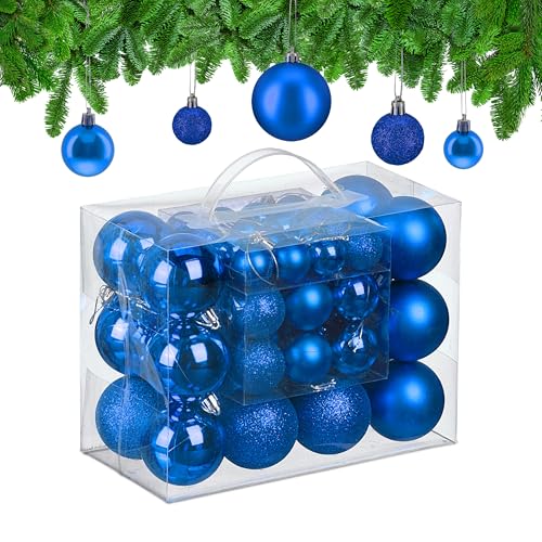 Blaue Weihnachtskugeln 16 Relaxdays Weihnachtskugeln im 50er Set, Kunststoff, glitzernde, Matte,...