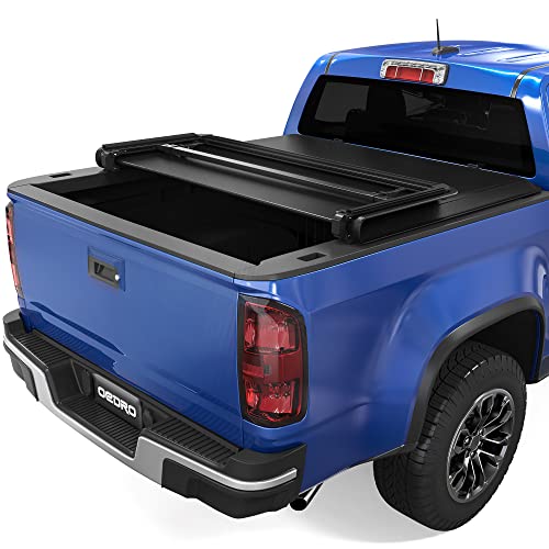 oEdRo Soft Tri-fold Truck Bed Tonneau Cover On Top Compatible with 2015-2022 Chevy Colorado/GMC Canyon with 5ft Bed, Fleetside