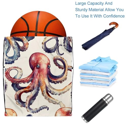 Sac à cordon pliable motif pieuvre résistant à l'eau lot de 2