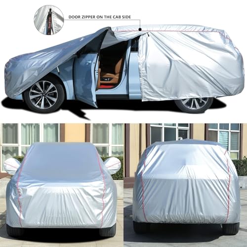 Image of Tecoom Hard Shell Car Cover for Automobiles with Zipper Design, Waterproof All Weather UV-Proof Windproof for Indoor Outdoor Fit 216-230 Inches Full-Size SUV