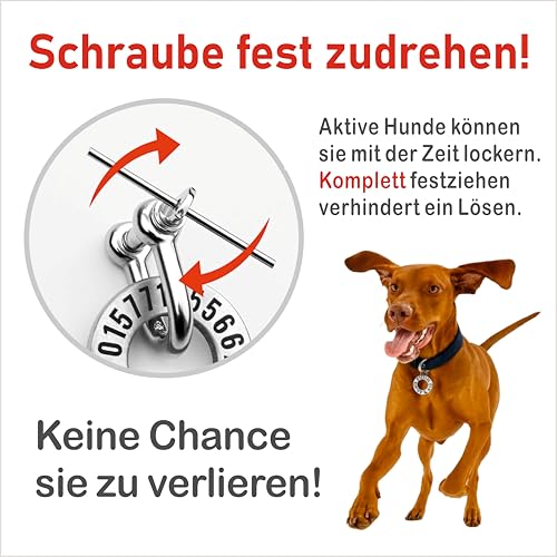 TMT Premium Hundemarke mit Gravur – Hundeanhänger mit Twist-to-Open-Mechanismus | Hundemarke personalisiert mit Telefonnummer | Dog Tag für Halsbänder – Robust, langlebig & individuell