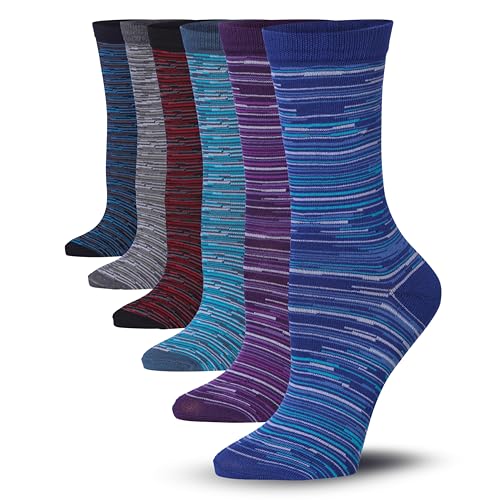 Image of Tipi Toe Women's 6-Pack Funky Crew Socks | Colorful Fun Patterned Novelty Dress Socks, Sizes 9-13