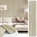 STICKEEP Beige Oak Peel and Stick Wood Panels 3D Textured Acoustic Wall Slats Panel for Wall Self Adhesive Soundproof Wooden Slatted Panel Wallpaper for Bedroom Home Decor Office Studio 11.8" x 118"