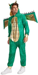 Men's Dragon Costume - Green Mythic Monster Halloween Jumpsuit for Men