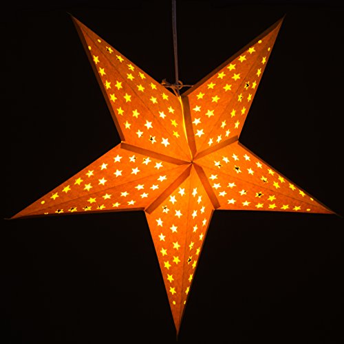 Image of Solid Yellow Paper Star Lantern with 12 Foot Power Cord Included