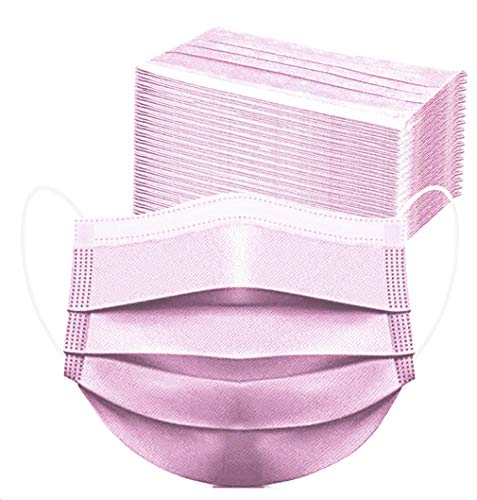 Face Shield of 100pcs Pink Color Disposable Personal Protection Breathable Dust Proof for Adults,Indoor,Outdoor Use