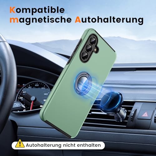 Doeshine Hülle für Samsung Galaxy A56 /A36 5G mit 2 Stück Schutzfolie, Militärschutz Kameraschutz Stoßfest Samsung A56 5G Hülle mit 360° Magnetischer Drehbarer Ständer, Hellgrün 3