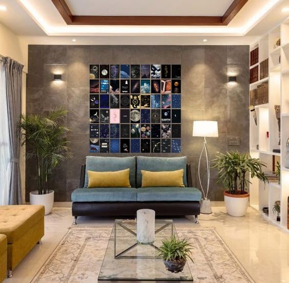 Image of Pack of 54 Moonlight Wall Collage Kit Posters - 4 x 6 Inches Wall Decor Poster - Wall Art For Bedroom, Living room, Office - 1 Tissue Tape