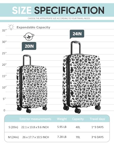 Image of Cheetah Print Carry on Luggage - Airline Approved Suitcases with Spinner Wheels, Built-In TSA Lock,Hard Shell Expandable Suitcases