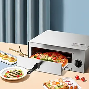 Safstar 1450W Electric Pizza Oven, Stainless Steel Pizza Oven Countertop with Insulated - ? Handle & Remova