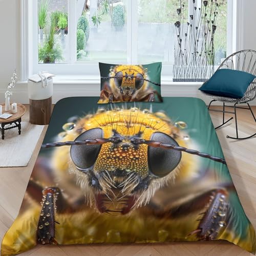 Housse de couette insectes fermeture éclair pour lit simple 135x200