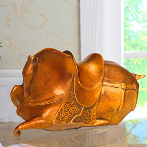 Statue cheval couché en pur cuivre véritable pour décoration de salon chic