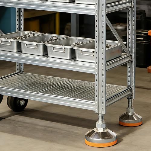 Image of M12x80mm Leveling Feet, 2200 lb Capacity Heavy Duty Adjustable Swivel Furniture Glides, 1.53 Inch Anti-Slip Base, Rubber Feet Levelers for Table, Shelves, Workbench, Cabinet, Machine, 4Pcs