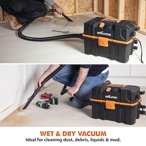Evolution Power Tools R15VAC Vacuum Cleaner Wet and Dry Vac, Portable and Lightweight Ideal Dust Extractor for Saw Dust in Workshops, With Power Take-Off, Corded, Orange 4 Evolution Power Tools R15VAC Vacuum Cleaner Wet and Dry Vac, Portable and Lightweight Ideal Dust Extractor for Saw Dust in Workshops, With Power Take-Off, Corded, Orange - Image 4
