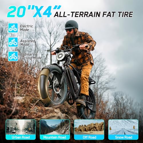TST Electric Bike for Adults 1500W Peak 20" Fat Tire All- Terrain E-Bike 60 Miles Electric Dirt Bike - 48V 15 AH Battery Tested to Safety Tested to UL 2849 Powered Electric Bicycle - Image 4