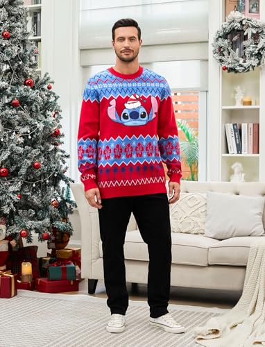 Disney Stitch Christmas Family Matching Snow Sweater Funny Holiday Long Sleeve Crew Neck Pullover Tops Festival Party Sets3