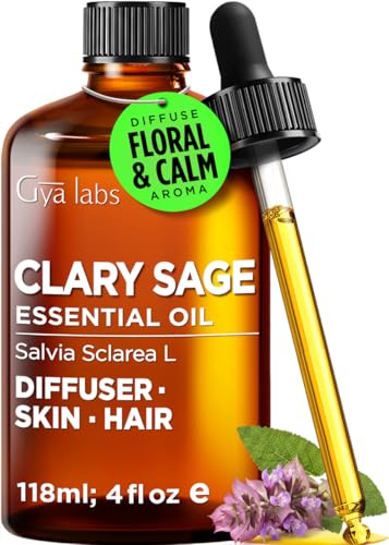 Image of 100% Pure Clary Sage Essential Oil for Skin & Diffuser - 4 Fl Oz | Clary Sage Oil for Hair & Hormone Balance Herbal Aroma for Calm, Aromatherapy Grade Oil - Gya Labs