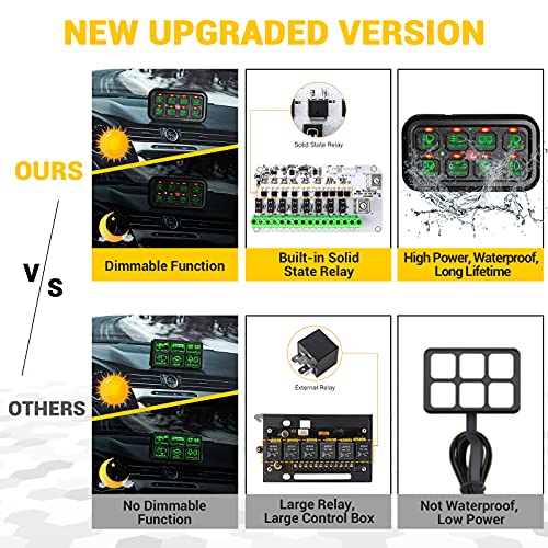 Auxpower 8 Gang Switch Panel With Relay System, Led Light Switch Panel For Truck, Suv, Utv, Car, Offroad, Caravan, Boat, Waterproof Automotive Multifunction Switch, Automatic Dimmable (Green) #TOP4