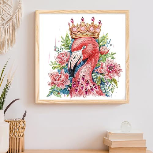 Image of AiYuanzsh 5D Special Shape Diamond Art Kits for Beginners, Diamond Art Painting Kits for Adults Flamingo, Crystal Rhinestones Diamond Art for Home Wall Decoration Gift 12x12inch /30x30cm, Animal