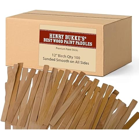 Henry Bukke's Premium Birch Paint Sticks 100 Bulk 12 Inch; Clean for Industrial Use and Fine Art Projects; Extra Smooth Cover