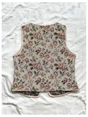 GORGLITTER Women's Plus Size Embroidered Floral Boho Vest Tops Bow Tie Front V Neck Vintage Country Concert Outfits2