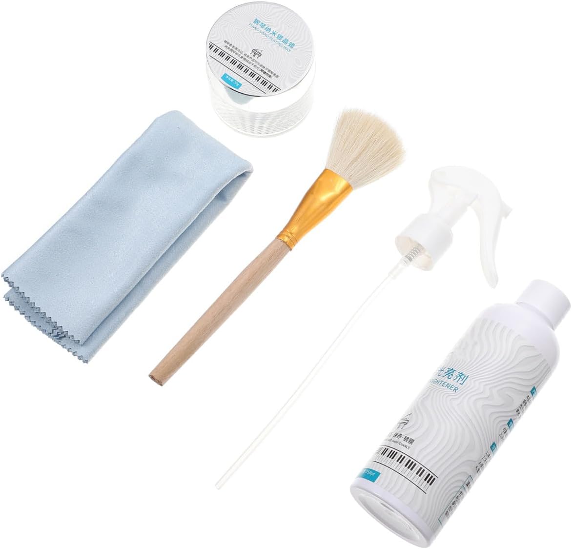 Piano Cleaning Care Kit Complete Piano Polishing Tools with Soft Cloth Cleaning Brush and Wax for Grand Maintenance and Dust Removal