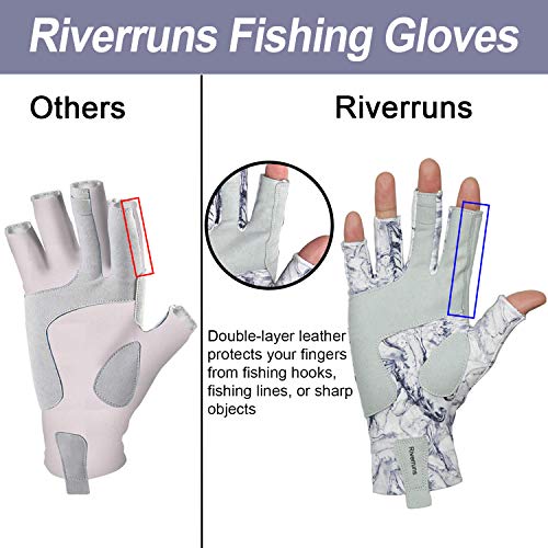 image for Riverruns Fingerless Fishing Gloves- Fishing Sun Gloves- UV Protection