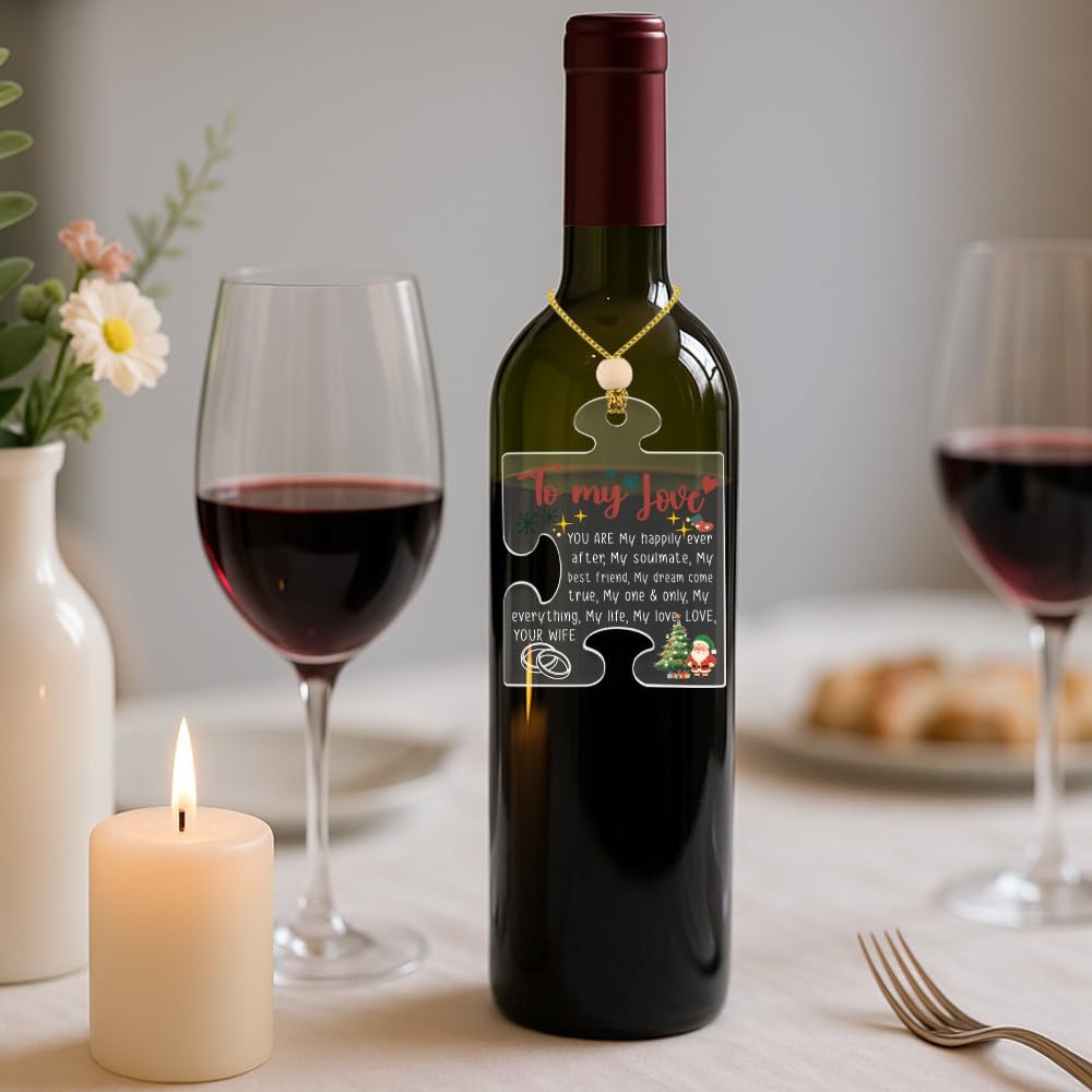 to My Love Puzzle Acrylic Ornament, Romantic Quote Puzzle Piece Hanging Decoration from Wife, Christmas Ornament for Husband, Soulmate Keepsake Hanging YK8 - Image 5