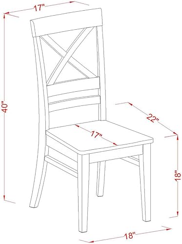 Miniatura 5 de East West Furniture NOQU5-WHI-W - Juego de comedor de 5 piezas que incluye una mesa de comedor rectangular con hoja de mariposa y 4 sillas de