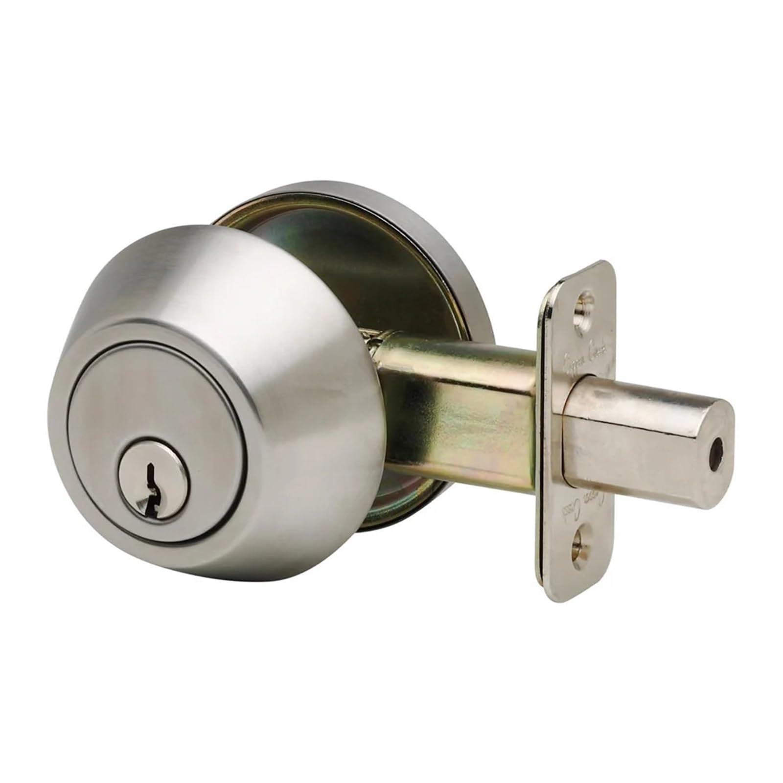 Single Cylinder Deadbolt Round Lock with Keys 1Pcs(Silvery)
