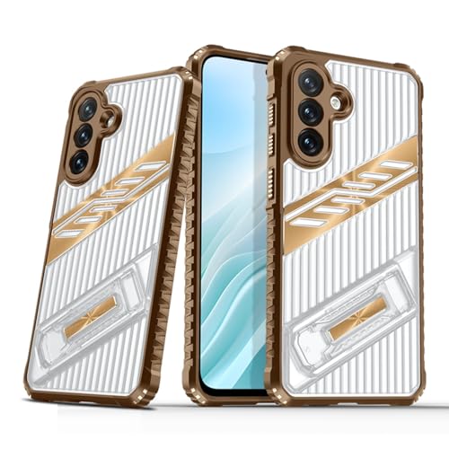 YXINDAFU Transparente Antigolpes Funda para Samsung Galaxy A56 5G,con Soporte Invisible Plegable Antiarañazos Carcasa para Samsung Galaxy A56 / Galaxy A36 5G,Dorado