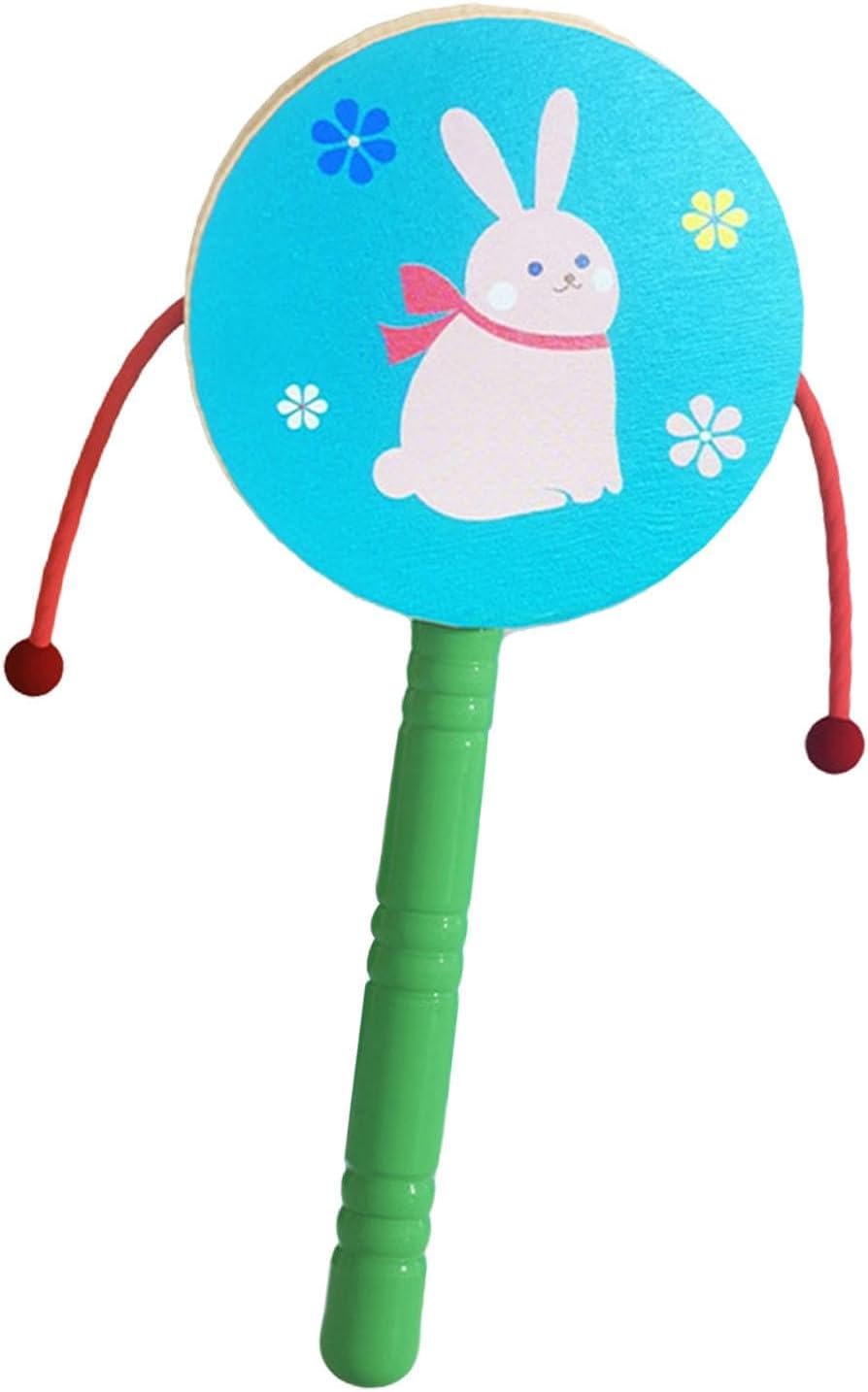 Rattle Drum Toy Wooden Musical Rattles Development Percussion Instrument Infant Shaker Toy Musical Toy for Children, Dinosaur