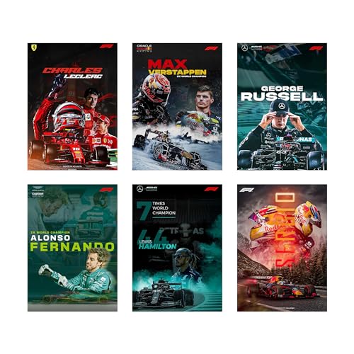 Image of CodersParadise Pack of 6 - F1 Formula One Aesthetic Wall Posters 8x12 inch A4 Size Included Glue dots Wall Decor Posters Wall Art For Bedroom, Living room, Office