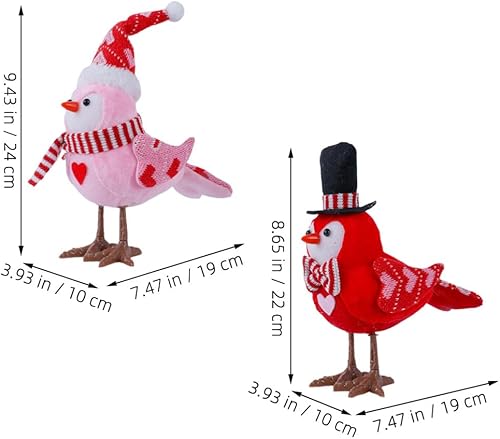 Miniatura 6 de HOLIDYOYO 2 estatuas de pájaros para el día de San Valentín, estatuas de pájaros iluminadas, figuras de pájaros de felpa rosa, adornos para bandeja