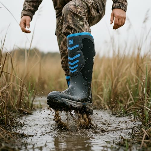 WOVENPAK Rubber Boots for Men, Mens Boots Waterproof Insulated Hunting Boots with Steel Shank, Neoprene Rubber Work Mud Boots Outdoor - image 2