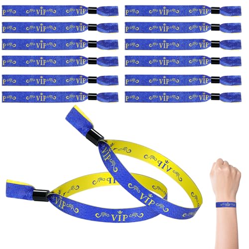 CxutSa 60 Piezas Pulseras de Identificación de VIP Oro Azul Pulsera Tela Admisión Eventos VIP Desechable para Fiesta Conciertos Exposición Eventos Club