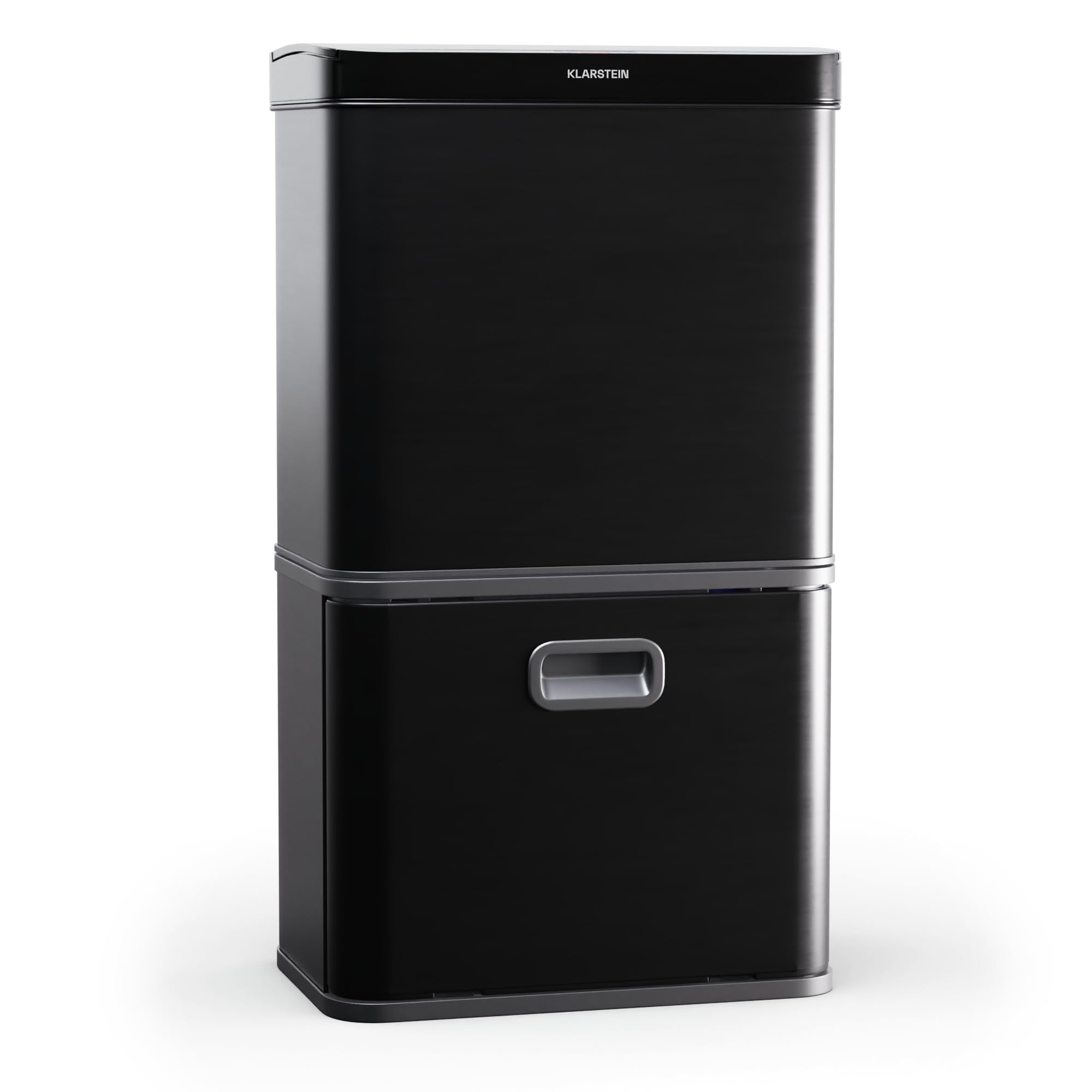 KLARSTEIN Touchless Sensor Kitchen Bin - 56L, 3-in-1 Waste Separation, Stainless Steel, Soft-Close Lid, Motion Sensor, Matt Black