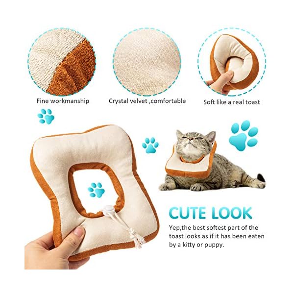 Frienda 2 pieces adjustable cat e-collar cat elizabeth collar cute toast neck cone collar adjustable cat cone collar with soft edge for kitten and cats - image 5