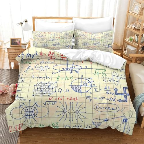 Housse de couette 3D calcul mathématique King parure de lit microfibre