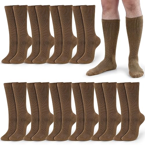 Hercicy 10 Pairs Us Army Military Boot Socks for Men Cotton Military Crew Army Socks for Trekking Hiking Outdoor Activities