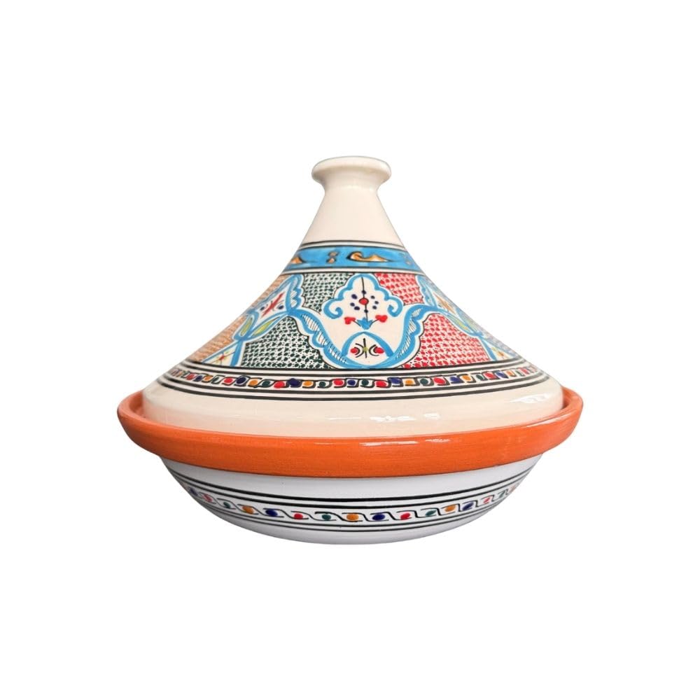 Tajine gemustert grün/weiß, schlanker Deckel - 30 cm