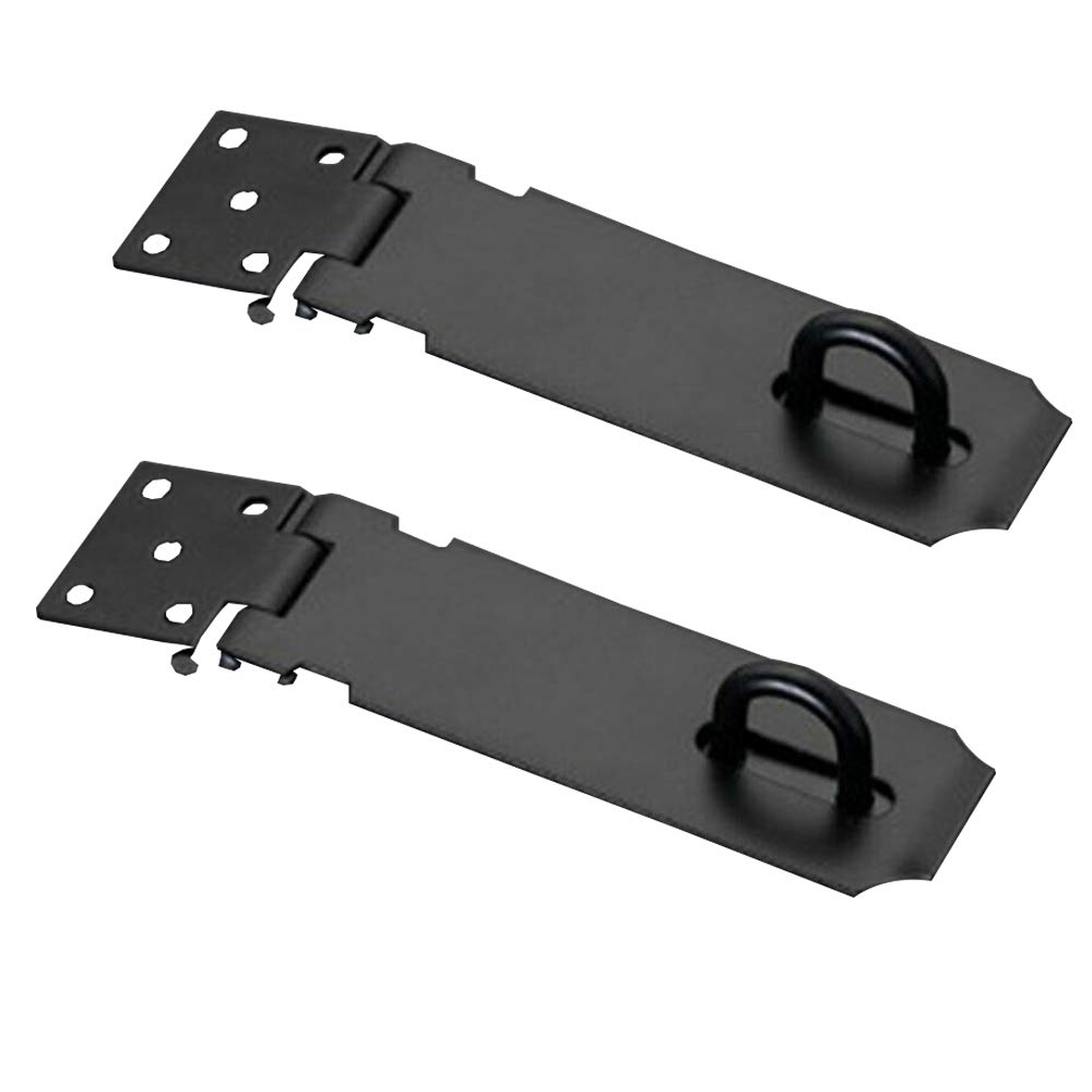 Tooldo Black 2Pcs Hasp & Staple Lock Heavy Duty Secure Door Latch Gate Shed Garage Barn 5"