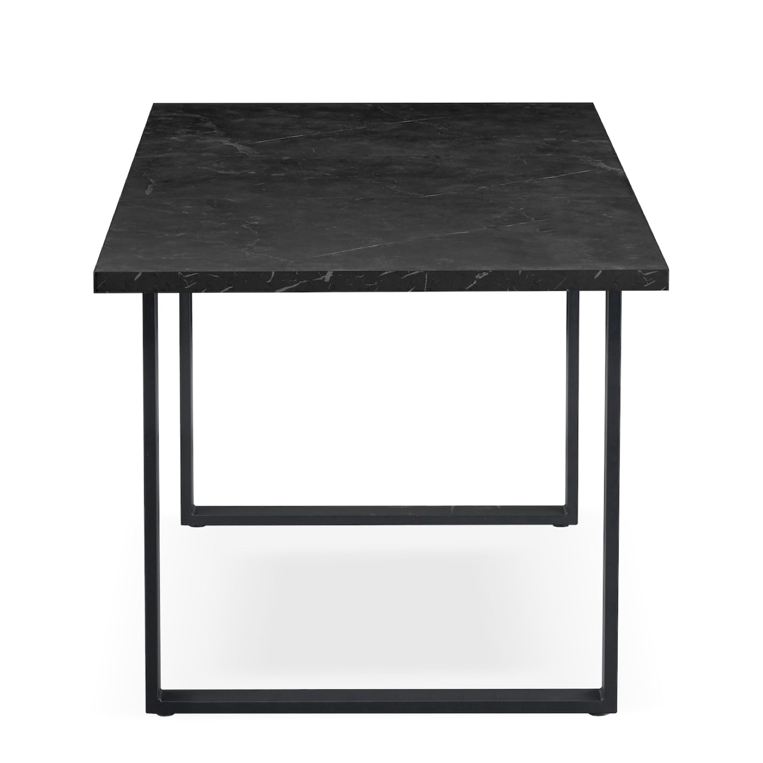 B&D Home Table à Manger Anna, Extensible 120-160 x 80 cm, 4-6 Personnes, Table de Cuisine en Bois avec piètement Noir pour Cuisine et Salle à Manger, marbre Noir, 11202-US-MSCH