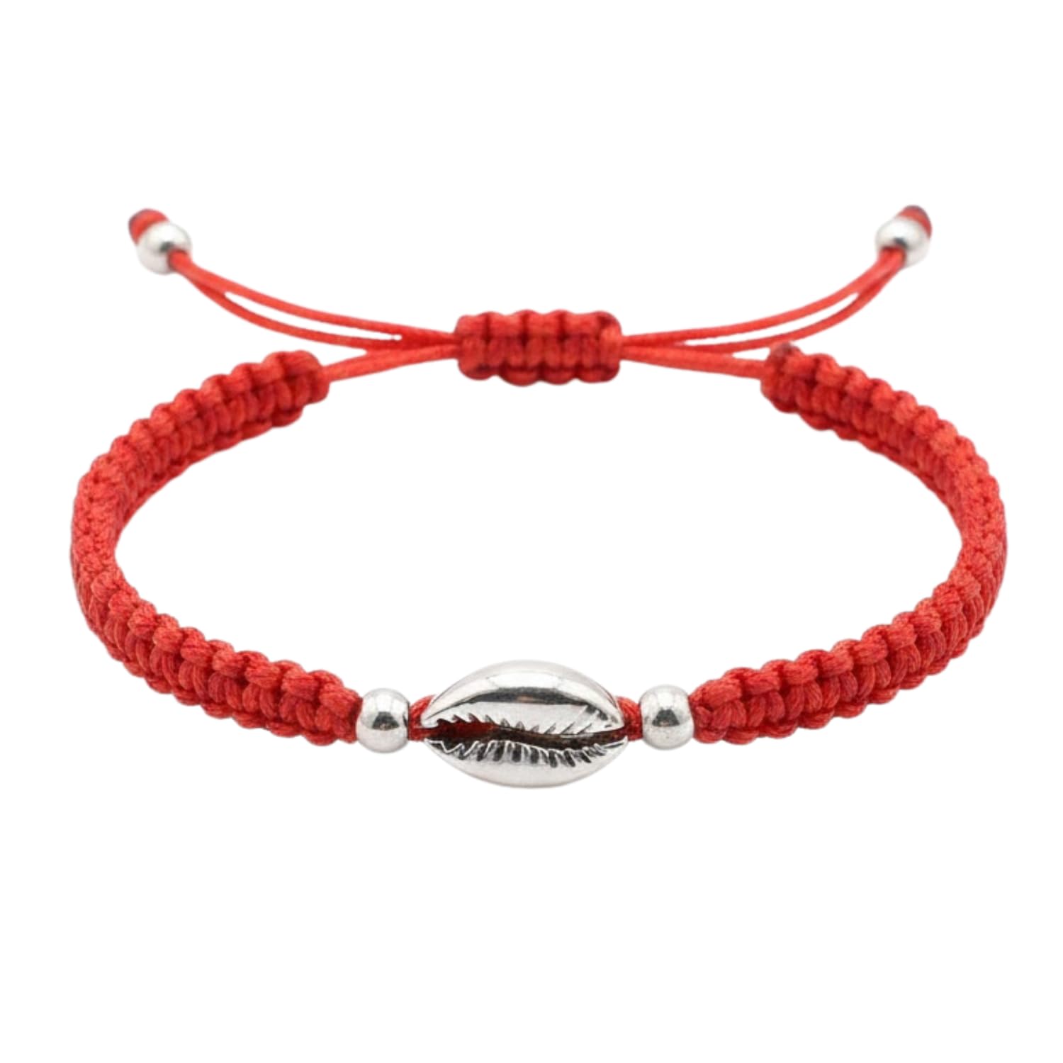 Sterling Silver Cowrie Shell Bracelet | Red Thread Nazariya | Adjustable Chandi Wristband | 925 Hallmark Unisex Bracelet for Men & Women