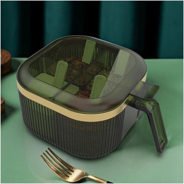 Gewürzspender, Gewürzbox, Gewürzbox mit 4 Fächern, for Haushalt und Küche, Gewürzgläser, Dosen, Zucker, Salz, Mononatriumglutamat, Aufbewahrung von Gewürztöpfen, Flaschen, einfach (Farbe: Gelb, Größe(