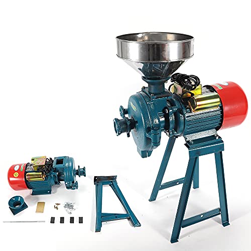 Molino de Cereales Eléctrico 2200W, Molino de Grano Molino Eléctrico 1400r/min, Molinillo Electrico de Molino con Tolva, Diámetro de Molienda Mínimo 60 malla