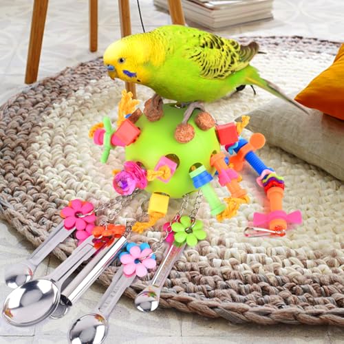 KATUMO Bird Toys, Parrot Pull Spoons Toys Wooden Corks Colored Chew Toys for African Grey Conure Caique Amazon Parrot Quaker Small Cockatoo Mini Macaw Cockatiel Small-Medium Birds - Image 5